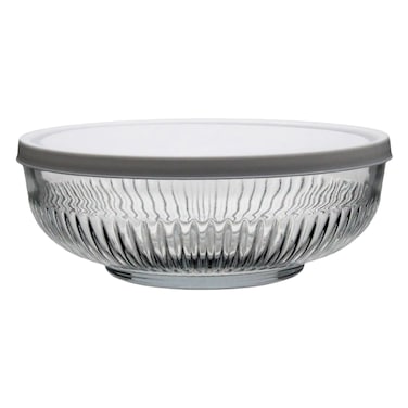 Lav Tokyo Bowl With Lid 1500ml - Clear Glass White Lid