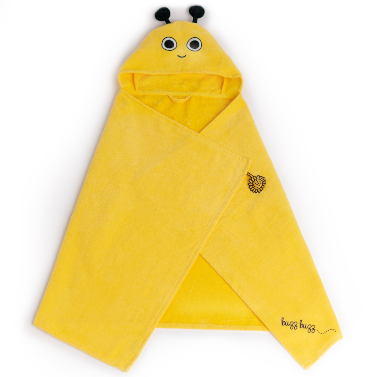 Milk&amp;Moo Buzzy Bee Baby Bath Towel, 100% Cotton Baby Hooded Towel, Ultra Soft and Absorbent Baby Towel for Newborns, Infants and Toddlers, XL Size, Yellow Color