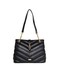 AMICA Am&eacute;lie Women Chevron Quilted Tote bag with 3 Spacious Comaprtments with Leather &amp; Chain Adjustableble Strap in Black