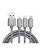 Generic 3-In-1 Nylon Braided USB Cable With Lightning Type-C Grey