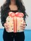 Colorful Gift Box with Warm LED Fairy Lights Openable Top Cover 25x21cm