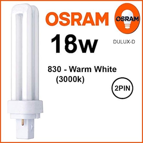 Osram Home Decorative High Qualtiy and Durable, 4 Pin Day Light Double Twin Tube CFL Bulb, 18 Watt Energy Saving Bulb, Warm White - (Pack of 4)