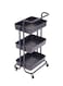 Roman Gifts 3 Tier Utility Rolling Storage Cart With Handles And Lockable Wheels, Brown, 43X36X86.5cm