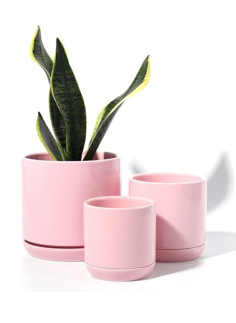 lower Pot with Drainage Holes and Saucers Plants Indoor Modern Home Decor Ceramic Flower Pots Indoor Bonsai Container-Large
