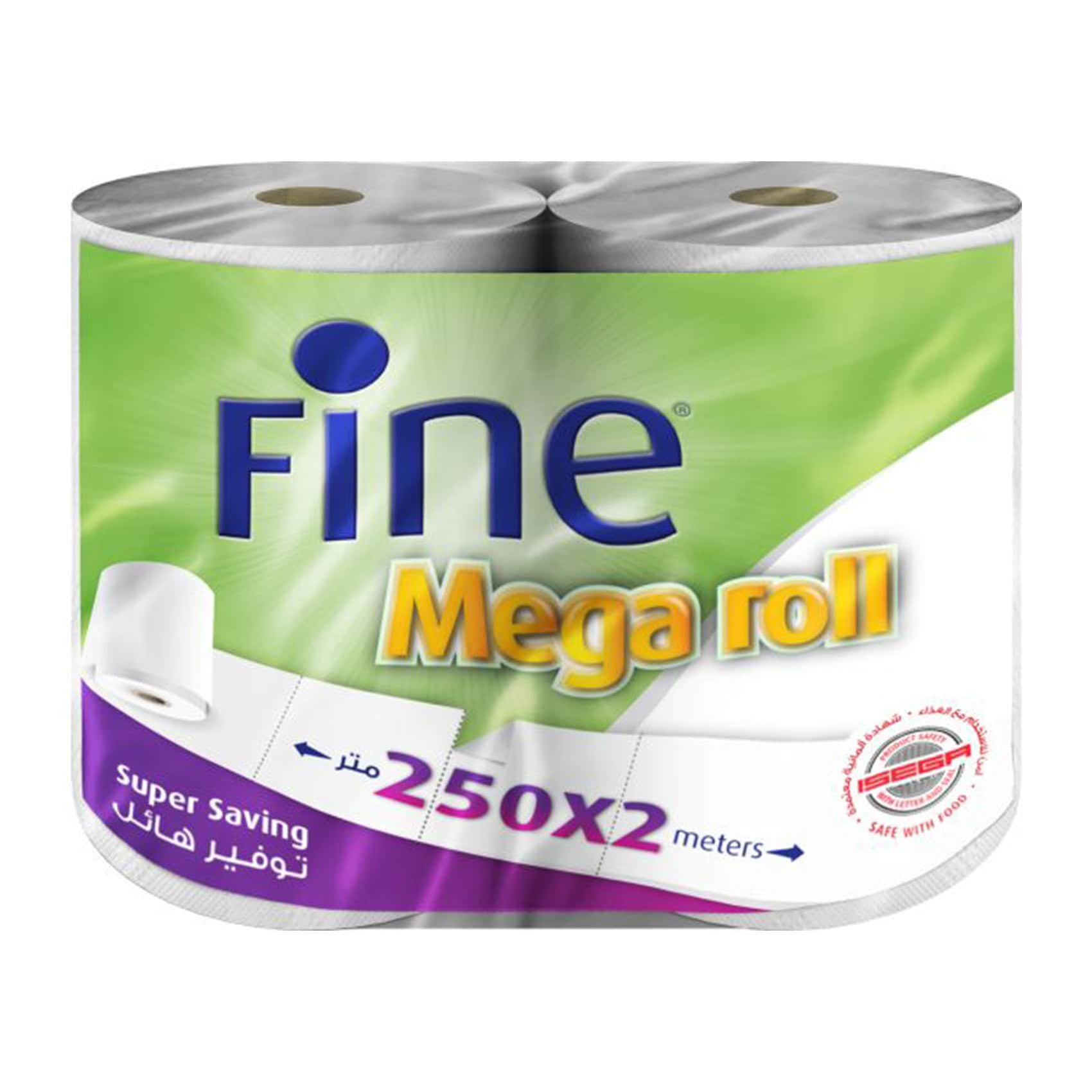 Buy Fine mega roll for multi usage 250 m x 2 roll Online | Carrefour KSA