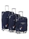 Senator Soft Shell Trolley Luggage Set of 3 For Unisex Ultra Lightweight Expandable Suitcase With 4 Wheels LL003 Navy Blue