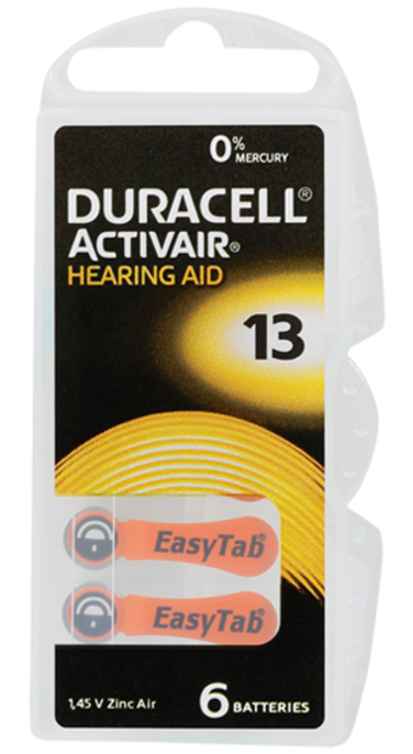 Duracell Activair Hearing Aid Battery Size 13 - Pack of 6 Batteries
