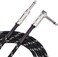 Mike Music 1/4 Inch Tweed Cloth Jacket Right-Angle Guitar Instrument Cable - 3 Meter (Black)(3 meter, Black)