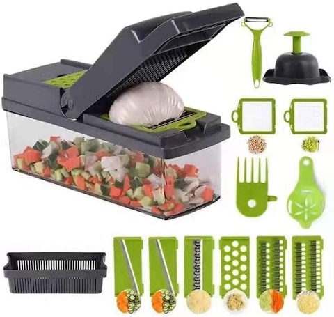 Generic Kitchen Vegetable Slicer, Vegetable Chopper 14 In 1, Fruit, Vegetable Tools Manual Multifunctional Food Chopper Container For Different Kind Of Vegetables And Fruits