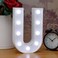 LED Marquee Letter Light Sign Wooden White (U) 25cm