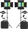 COOPIC RGB-216 2-Pack LED Video Light with 200cm Stand TFT Color Display/High CRI White LED/2500-8500K/360&deg; Full Color/9 Types of Scenes, Led Light Panel for Outdoor Photography