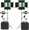 COOPIC RGB-216 2-Pack LED Video Light with 200cm Stand TFT Color Display/High CRI White LED/2500-8500K/360&deg; Full Color/9 Types of Scenes, Led Light Panel for Outdoor Photography