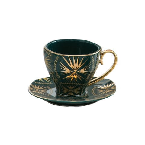 Nordic Luxury Coffee Cup And Saucer Set With Gold Handel Porcelain Cappuccino Afternoon Tea Cup Tea Set With Gift Box