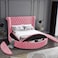 In House Lotus Velvet Bed Frame - Queen - 200x160 cm - Light Pink