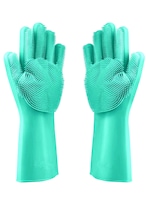 اشتري Generic Magic Silicone Dish Washing Gloves Green One Size في الامارات