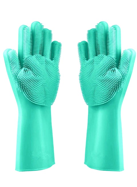 Buy Generic Magic Silicone Dish Washing Gloves Green One Size in UAE