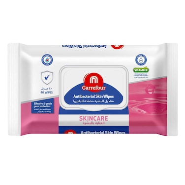 Carrefour Skin Care Antibacterial  Wipes 40 Count