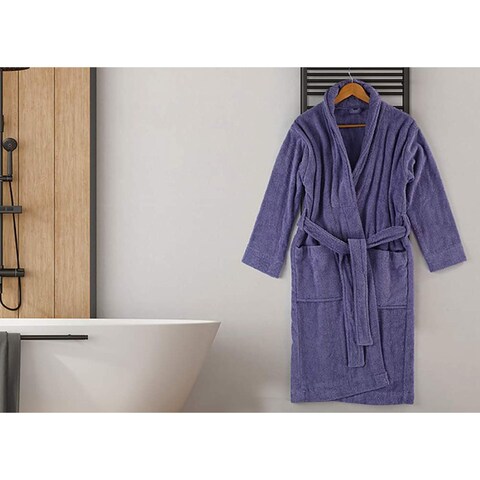 Jacquardina Bathrobe Plain - Large Size - 1.3 Kg - Lavender Color