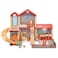 Fitto 4 Rooms huge 2 story dollhouse Playset, Playset Girls Dollhouse, with 1 Doll 1 Dog Furniture Toy Accessory, Toys Set for Age 3-9 Toddlers Kids Girls, Peach