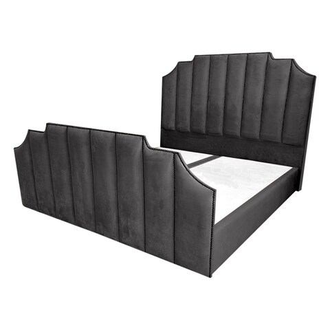 إن هاوس تاج هيكل سرير منجد بالمخمل - نفر - 200×100 سم - رمادي غامق