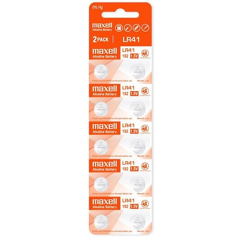 Fresh Genuine Maxell LR41 (192) 1.5V Alkaline Button Cell Batteries &ndash; 10 Pieces