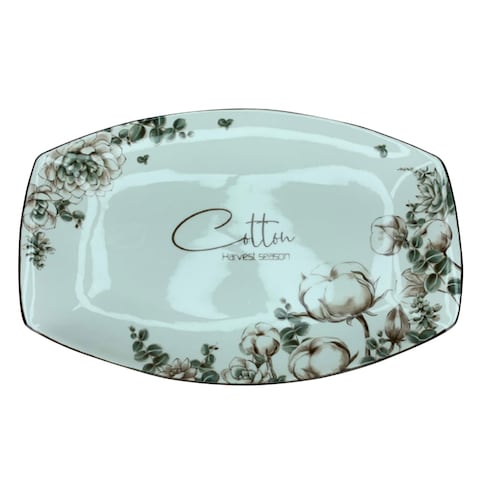 Ceramic Cotton Harvest Season Rectangular Plate No. 12