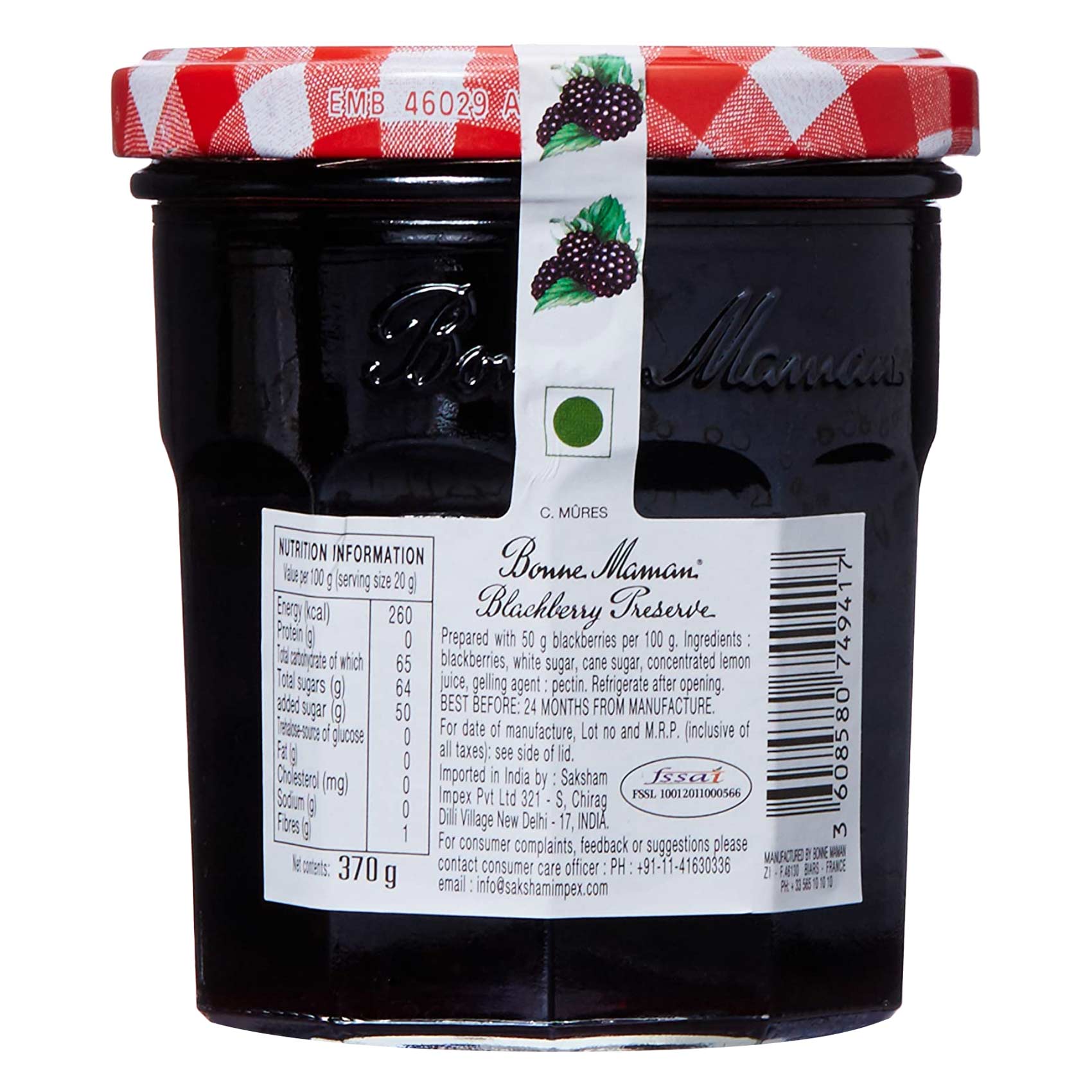 Bonne Maman Jam Blackberry 370 Gram product thumbnail 2