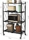ECVV Leostar 4 Layer Shelf Foldable Storage Shelving Unit With Wheels, Metal Rack Display For Garage Kitchen Pantry Closet Laundry, Black, Str-4326, 4-Shelf