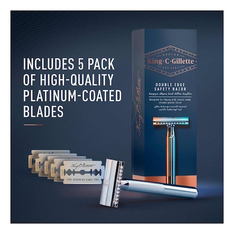 King C. Gillette Men&rsquo;s Double Edge Safety Razor Blades Pack of 10 Gillette&rsquo;s Best Stainless Steel Platinum Coated Blades