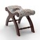 Premium Teak Wood Stool/Foot Rest in Fabric Honey Finsih