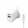 mpBLBERRI BLB-T105 20W USB-A &amp; USB-C PD Fast Charger, Lightning Cable, White