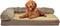 Dog bed with bolsters for medium-sized dogs, Orthopedic dog couch bed with memory foam layer and removable washable cover, Nonskid bottom 60 cm L (Khaki)