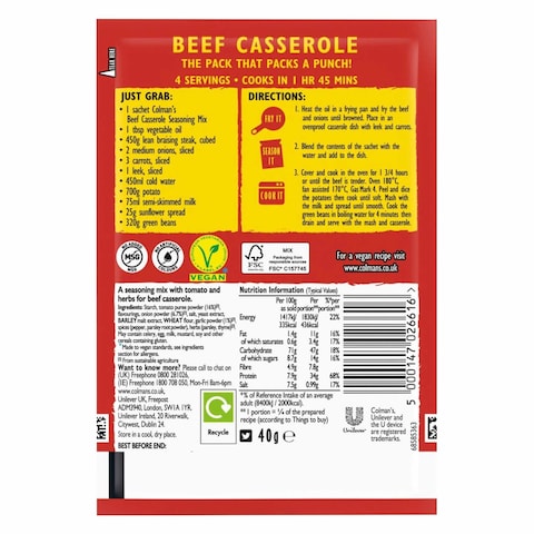 Colman&#39;s Beef Casserole Recipe Mix 40g