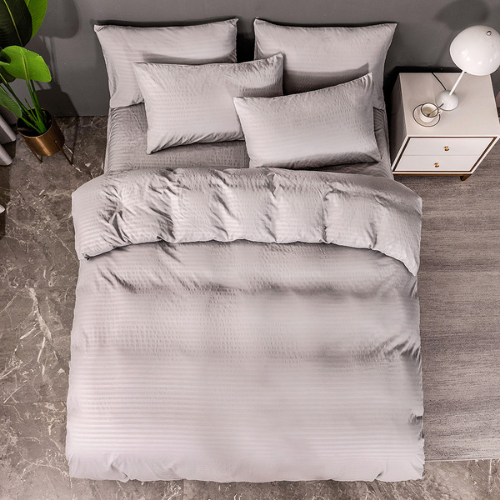 Deals For Less Luna Home - Without filler 6 pieces king size,  Striped plain grey color design, Bedding Set