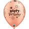 Qualatex Happy Birthday Sparkle Balloons 6-Pieces- 28 cm Size- Rose Gold