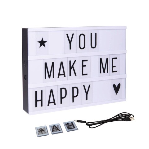 Wownect Message LED Lightbox With Combination Letters, Numbers &amp; USB Cable Diy Light Box [ A5 Size ] [Create Personalized Messages] [Good Night Lamp] Wall Decoration For Party