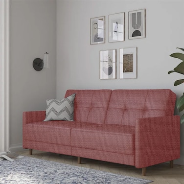 In House Leen 2 In 1 Sofabed Linen Upholstered - Dark Pink