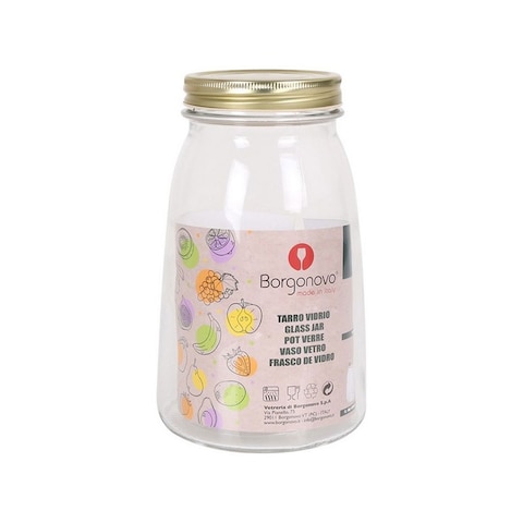 Borgonovo Glass Jar With Flexi Lid - 1 Liter - Clear