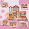 Fitto 4 Rooms huge 2 story dollhouse Playset, Playset Girls Dollhouse, with 1 Doll 1 Dog Furniture Toy Accessory, Toys Set for Age 3-9 Toddlers Kids Girls, Peach