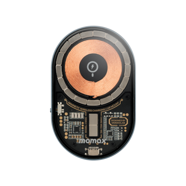 شاحن وحامل جوال موماكس مغناطيسي للسيارة 15 واط - رمادي