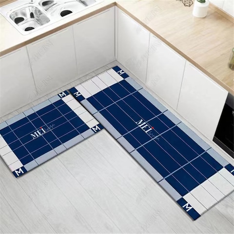 2 PCS Set Large Kitchen Mats With Thick Non Slip Bottom For Kitchen Floor With Beautiful Design (50×80CM And 50×160CM)