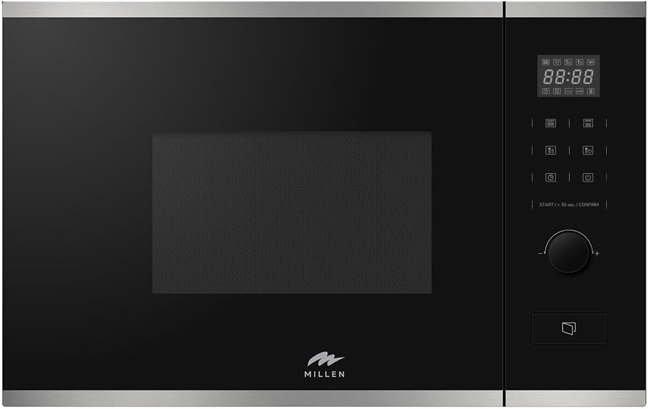 MILLEN Microwave Oven, 20L, 3 Y Warranty, Glass Finish, Touchscreen &amp; Knob Controls, 800W Microwave Power, 1000W Grill Power, 8 Automatic Programs, MBW 381 IX