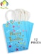 Party Time 12pcs Blue Happy Birthday Kraft Bags for Blue Theme Party Supplies, Birthday Gift Bags, Souvenier Bags, Candy Bags with Handle for Party Favors - Birthday Party Supplies
