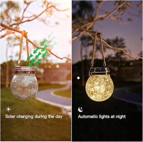 Yiliaw Solar Lantern 2 Pack, Hanging Outdoor Lanterns Waterproof 30 LED Lights Garden Decorative Landscape Halloween Christmas For Yard Patio Lawn Decoration