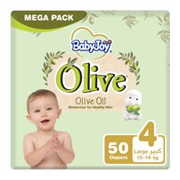 Babyjoy olive oil moisturizer for healthy skin size 4 large 10-18 kg x 50 diapers