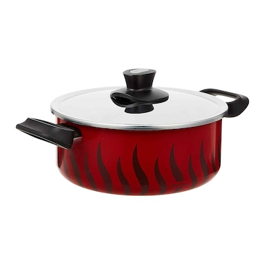 Tefal C3044685 Tempo Flamme Dutch Oven With Lid 24cm Black/Red