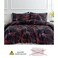 Luna Home King Size 6 Pieces, Black With Red Geometric Design Bedding Set