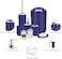Bathroom Accessories Set of 8 Pieces Bathroom Accessory Set Soap Dispenser Toothbrush Holder Tooth Mug Soap Dish Toilet Brush Rubbish for Bathroom Home Decor (Dark Blue)
