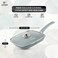 LIFE SMILE grill pan Non-stick Granite Coating with lid   Oven Safe   versatile grilling pan with drop opening, Skillet large surface,100% PFOA free (Green, 24 CM Fixed Handle)