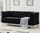 Luxury Design European Style Living Room Sofa Set Furniture Design Modern Velvet Fabric 3 Seater Sofa (Black)